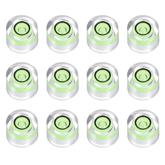 Uxcell 12pcs Circular Bubble Spirit Level 8x5.5mm Mini Round Bubble Spirit Level Little Measuring Layout Tools for TV Industrial Carpentry Picture Frame, Green/Black