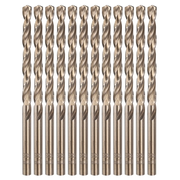 Uxcell 12pcs Cobalt Drill Bit #10 0.1935" HSS-CO Baked Yellow Twist Drill Bit Set