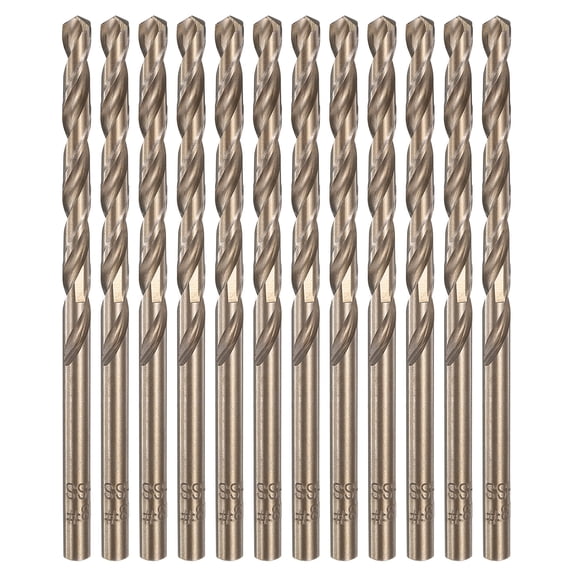 Uxcell 12pcs Cobalt Drill Bit #18 0.1695" HSS-CO Baked Yellow Twist Drill Bit Set