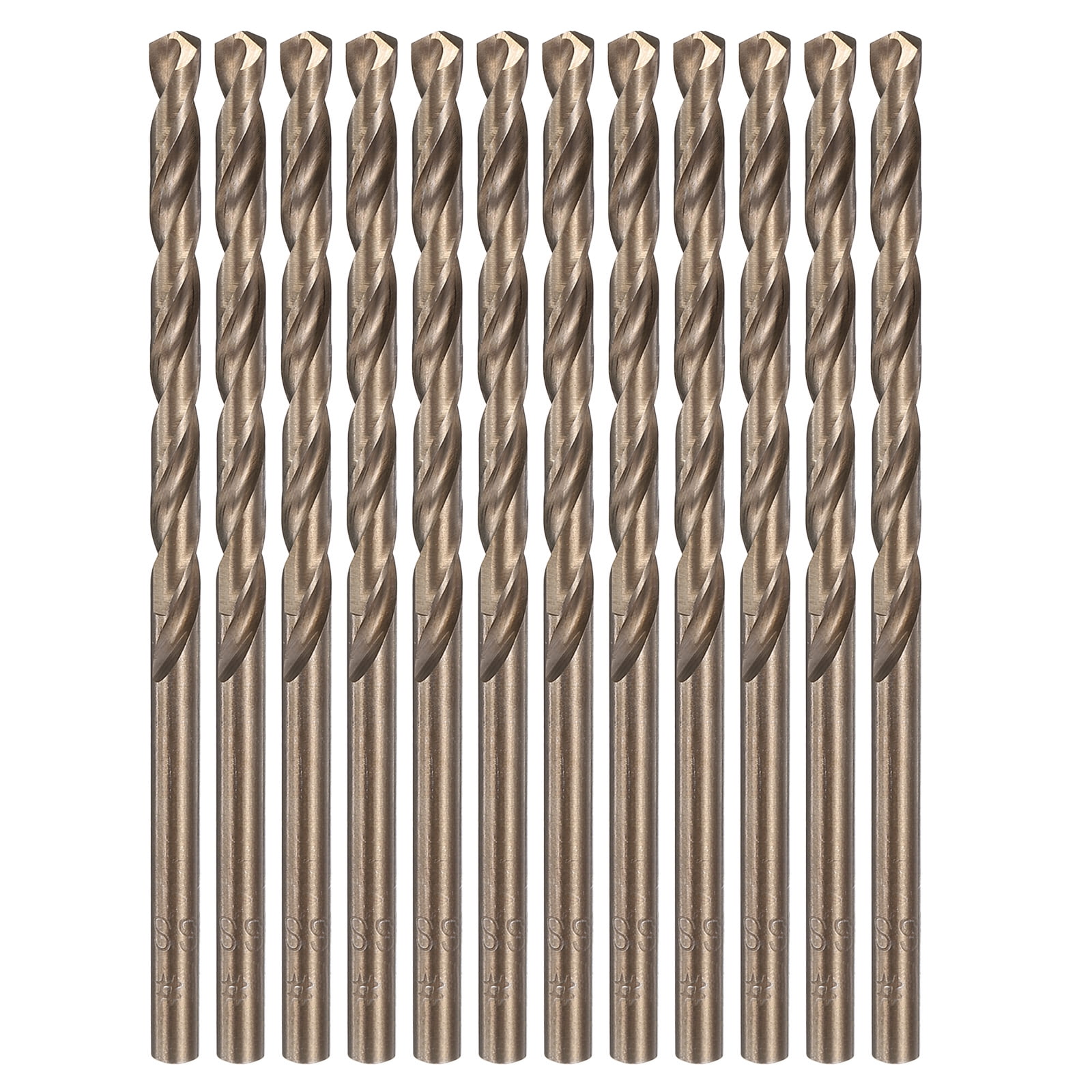 Uxcell 12pcs Cobalt Drill Bit #21 0.159" HSS-CO Baked Yellow Twist Drill Bit Set