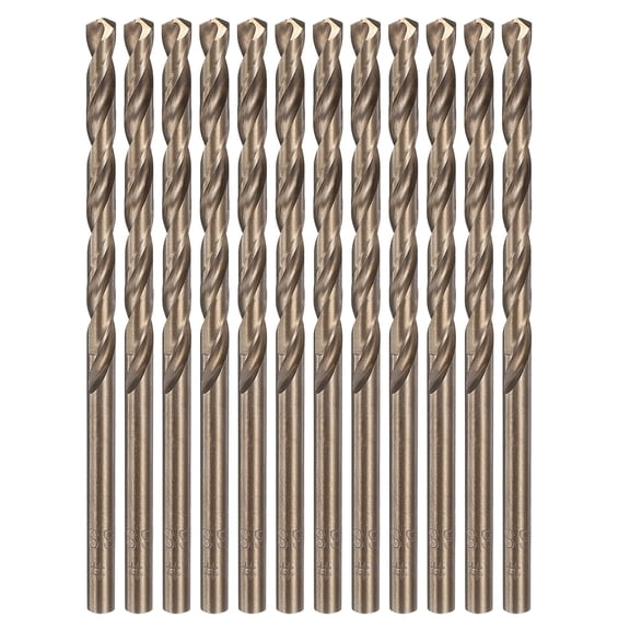 Uxcell 12pcs Cobalt Drill Bit #21 0.159" HSS-CO Baked Yellow Twist Drill Bit Set