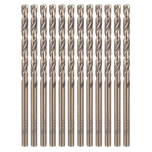 Uxcell 12pcs Cobalt Drill Bit #30 0.1285" HSS-CO Baked Yellow Twist Drill Bit Set