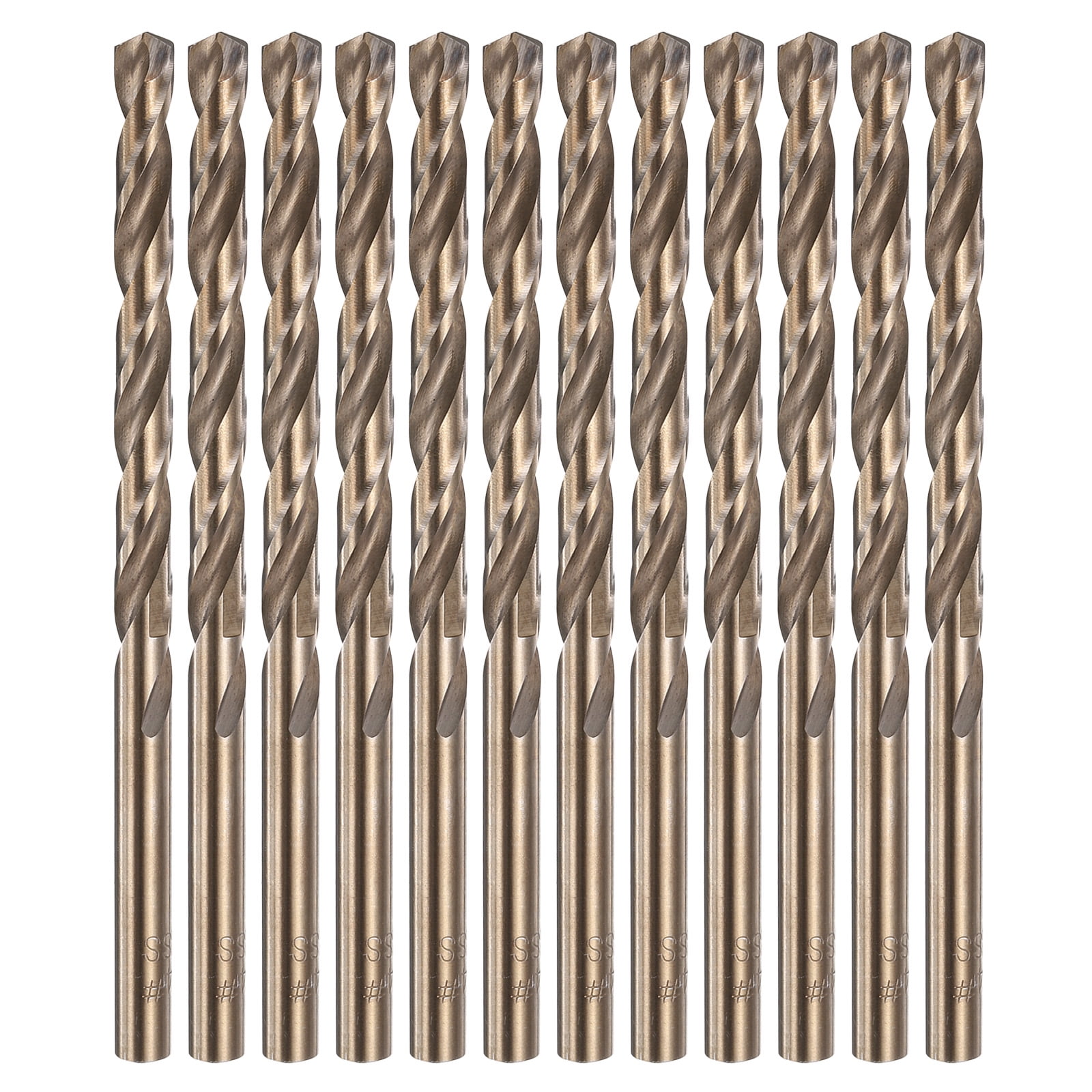Uxcell 12pcs Cobalt Drill Bit #4 0.209" HSS-CO Baked Yellow Twist Drill Bit Set