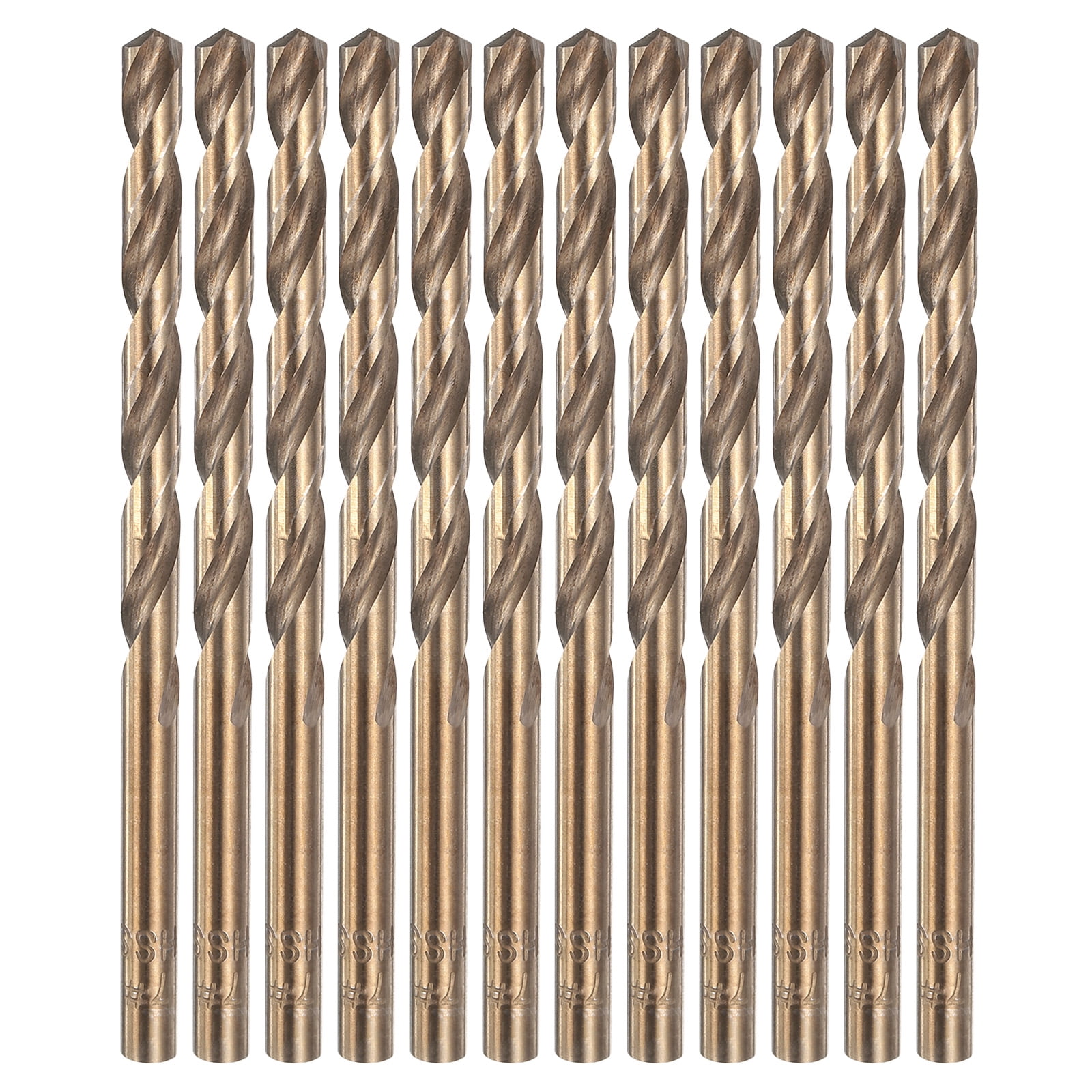 Uxcell 12pcs Cobalt Drill Bit #7 0.201" HSS-CO Baked Yellow Twist Drill Bit Set