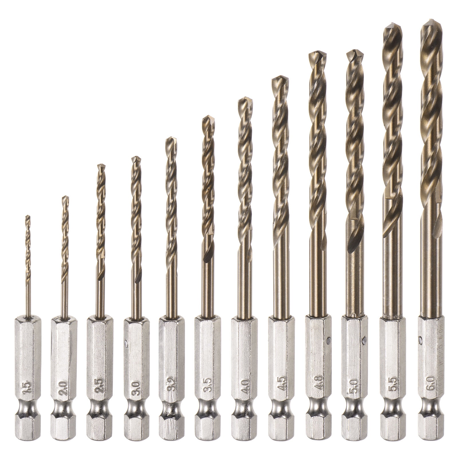 Unique Bargains 12pcs Cobalt Drill Bit Set 12 Sizes M35 Twist Drills for Metal Hex Shank Bits