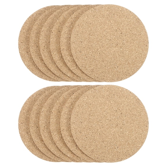 Uxcell 12pcs Cork Coasters 4 Inch 0.16 Inch Thick Non-Slip Heat-Resistant Round Absorbent Blank Coasters Reusable Coffee Coaster