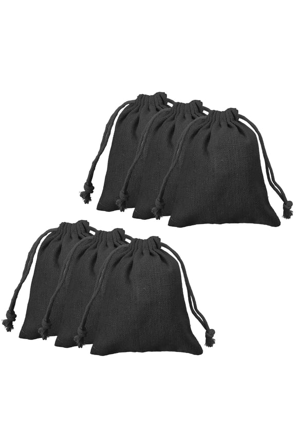 12pcs Cotton Storage Bags 3.9" x 5.5" Canvas Drawstring Bag, Black