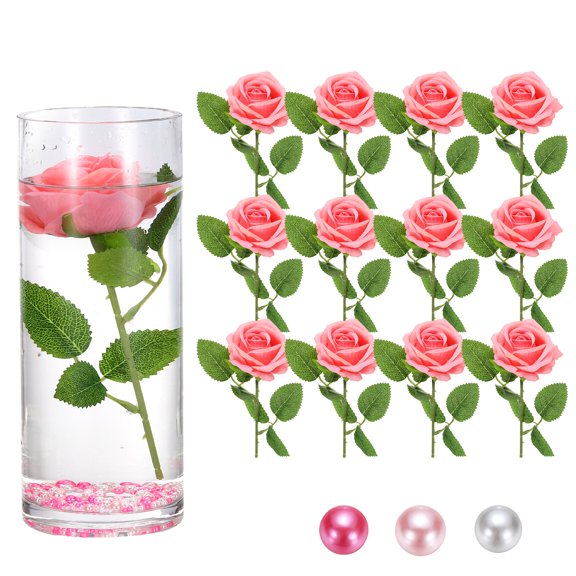 Uxcell 12pcs Floating Flowers Artificial Silk Rose 7cm Pink