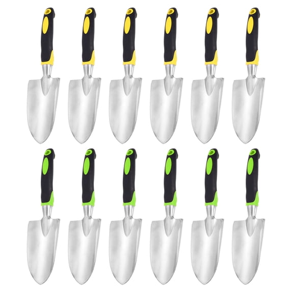 Uxcell 12pcs Garden Hand Shovel 11.81 x 2.95" Aluminum Transplanting Trowel Garden Tools, Yellow & Green
