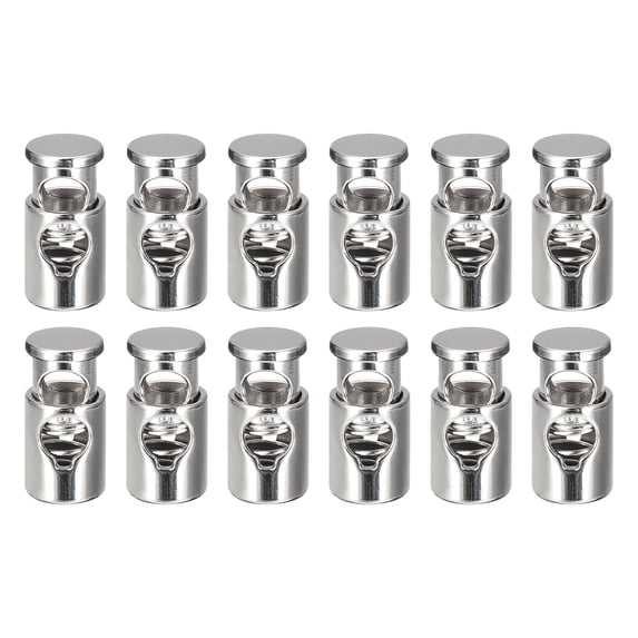 Uxcell 12pcs Metal Cord Locks 0.2" Diameter Single Hole Spring Toggle Stopper Cord Stops Fastener Toggles Nickel