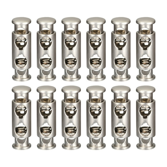 Uxcell 12pcs Metal Cord Locks End Spring Toggle Stopper Suitable for Drawstrings Bag Clothes Lanyard, Pearl Nickel