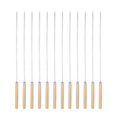 thumbnail image 1 of Uxcell 12pcs Metal Kebob Skewers 33cmx4.3mmx1.2mm(L*W*T) Stainless Steel Flat Sticks with Wood Handle, 1 of 5