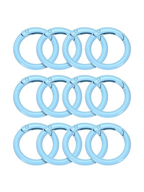 12pcs Metal Spring O Rings 1" Trigger Spring Keyrings Buckle Round Snap Clip for DIY Keychains Bag Purse Handbag Blue