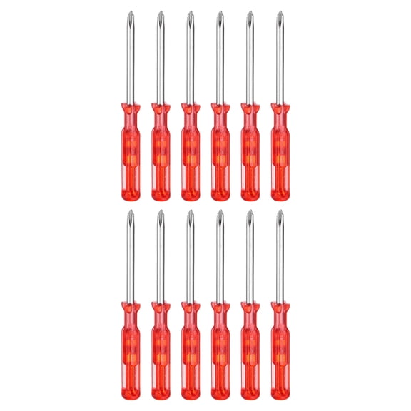Uxcell 12pcs PH00 Mini Phillips Screwdriver #00 2.5" Length Screwdrivers 1.4" Carbon Steel with Ergonomic Handle for DIY Repairing, Red