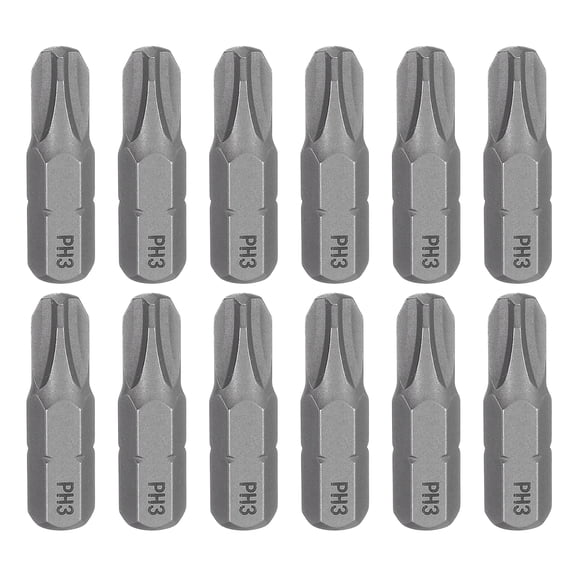 Uxcell 12pcs PH3 Phillips Screwdriver Bit 1/4" Hex Shank 25mm/1" Length Magnetic Cross Head S2 Steel Screw Driver Bit for Precision Repair
