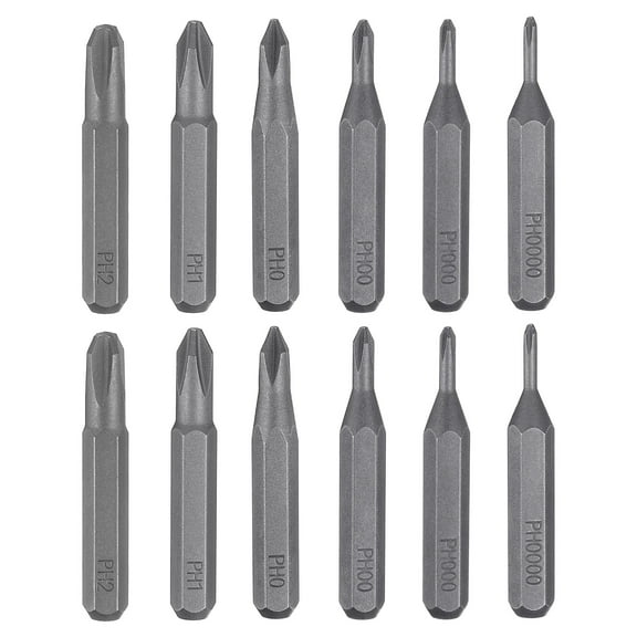 Uxcell 12pcs Phillips Screwdriver Bit Set PH2-PH0000 5/32" Hex Shank 28mm Length S2 Steel Magnetic Cross Head Screw Driver Drill Bits for Electric Manual Screwdrivers Precision Repair