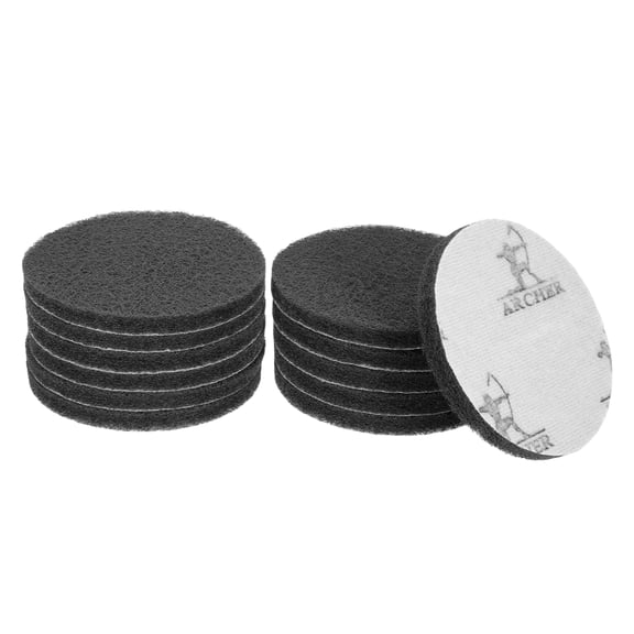 Uxcell 12pcs Scrubber Scouring Pads 1200 Grits 5" Drill Power Brush Hoop and Loop Surface Conditioning Disc, Light Grey