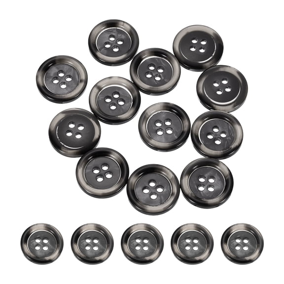 Uxcell 12pcs Sewing Button 18mm (0.71") 4 Holes Resin Round Buttons, Black-grey