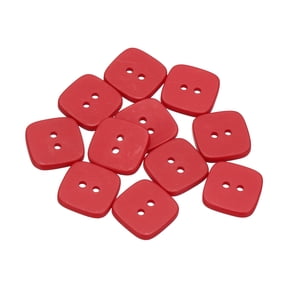 Uxcell 12pcs Sewing Button 22mm (7/8") 2 Holes Square Resin Button Craft Sewing Replacement Accessories for Clothing DIY Crafts Decoration, Red