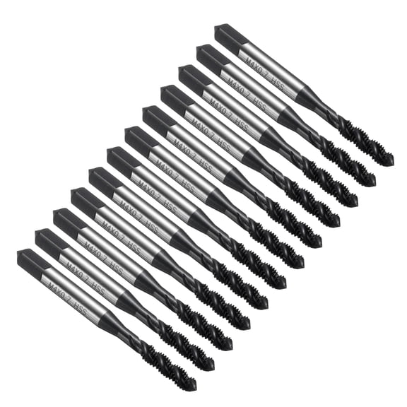 Uxcell 12pcs Spiral Flute Thread Taps M4 x 0.7 H2 Metric Machine Threading Tap Bit, Nitrided Coated Screw Tapping Repair Tool, M2 High-Speed Steel (HSS6542)