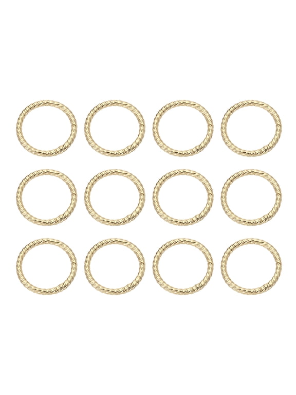 12pcs Spring O Rings 1 1/2"(38mm) Round Trigger Metal Snap Hook Circle Key Ring Clip Keychain for Bags Handbag Purses Keyring Buckle, Light Gold
