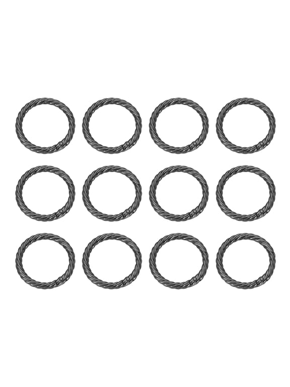 12pcs Spring O Rings 1 1/4"(32mm) Round Trigger Metal Snap Hook Circle Key Ring Clip Keychain for Bags Handbag Purses Keyring Buckle, Gun Black