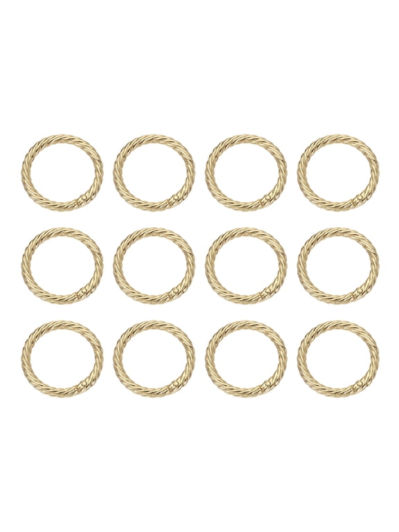 12pcs Spring O Rings 1 1/4"(32mm) Round Trigger Metal Snap Hook Circle Key Ring Clip Keychain for Bags Handbag Purses Keyring Buckle, Light Gold