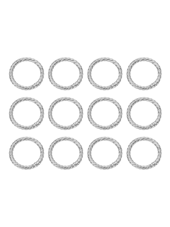 12pcs Spring O Rings 1 1/4"(32mm) Round Trigger Metal Snap Hook Circle Key Ring Clip Keychain for Bags Handbag Purses Keyring Buckle, White