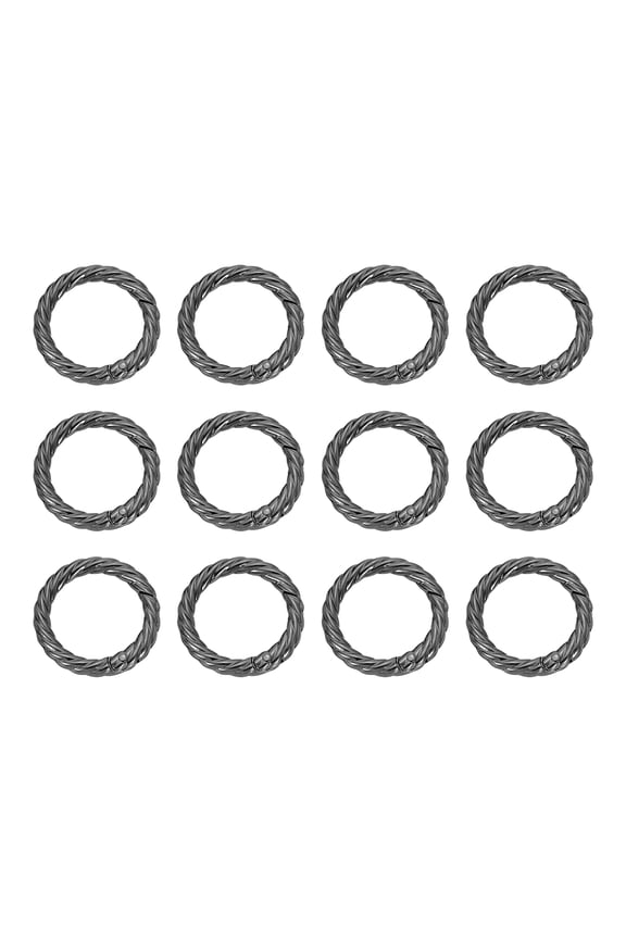 12pcs Spring O Rings 1"(25mm) Round Trigger Metal Snap Hook Circle Key Ring Clip Keychain for Bags Handbag Purses Keyring Buckle, Gun Black