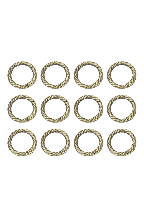 12pcs Spring O Rings 1"(25mm) Round Trigger Metal Snap Hook Circle Key Ring Clip Keychain for Bags Handbag Purses Keyring Buckle, Light Brown