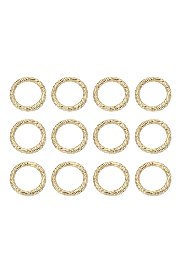 12pcs Spring O Rings 1"(25mm) Round Trigger Metal Snap Hook Circle Key Ring Clip Keychain for Bags Handbag Purses Keyring Buckle, Light Gold