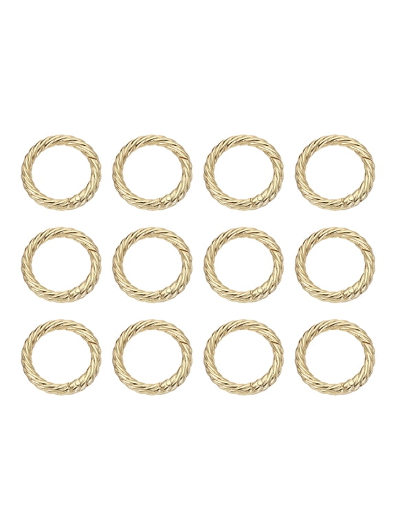 12pcs Spring O Rings 1"(25mm) Round Trigger Metal Snap Hook Circle Key Ring Clip Keychain for Bags Handbag Purses Keyring Buckle, Light Gold