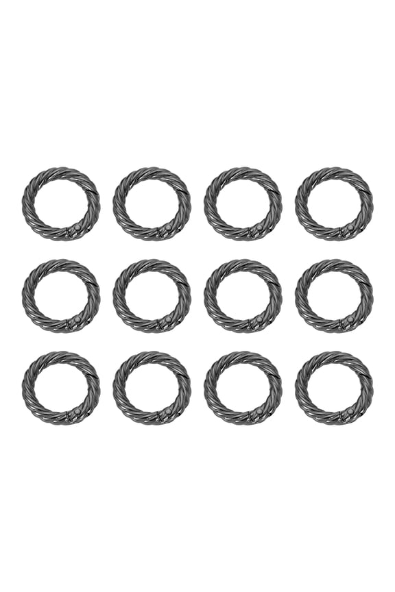 12pcs Spring O Rings 3/4"(20mm) Round Trigger Metal Snap Hook Circle Key Ring Clip Keychain for Bags Handbag Purses Keyring Buckle, Gun Black