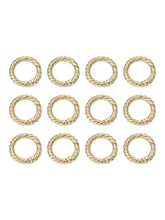 12pcs Spring O Rings 3/4"(20mm) Round Trigger Metal Snap Hook Circle Key Ring Clip Keychain for Bags Handbag Purses Keyring Buckle, Light Gold