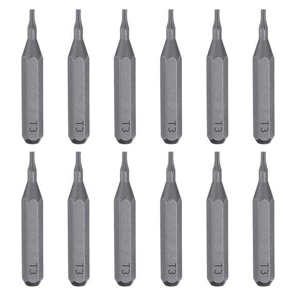 Uxcell 12pcs T3 Torx Screwdriver Bit 5/32" Hex Shank 28mm/1.1" Length Magnetic Star 6 Point Head S2 Steel Screw Driver Bit for Precision Repair