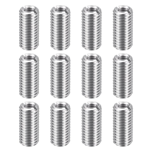 Uxcell 12pcs Thread Repair Inserts M12 x 1.75 Male to M8 x 1.25 Female Thread 25mm Long Stainless Steel Reducing Nuts Metric Self Tapping Sleeves