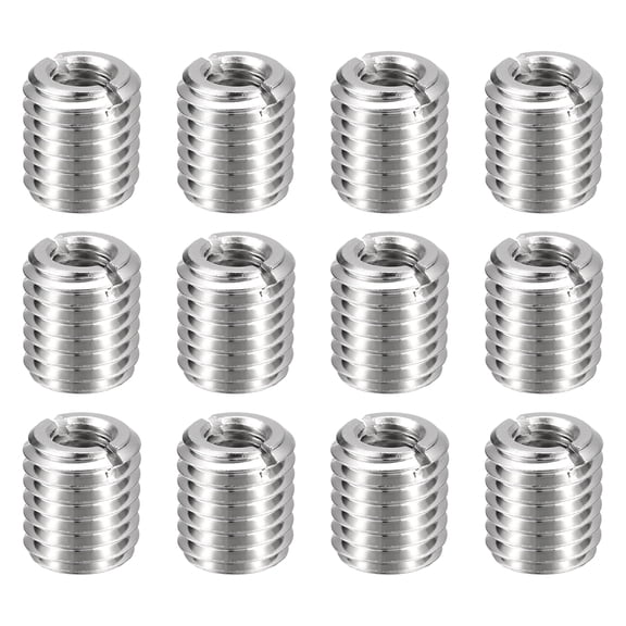 Uxcell 12pcs Thread Repair Inserts M14 x 2 Male to M8 x 1.25 Female Thread 16mm Long Stainless Steel Reducing Nuts Metric Self Tapping Sleeves