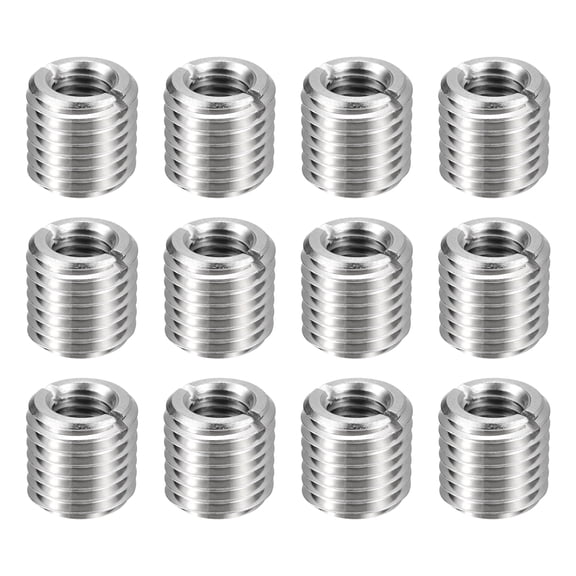 Uxcell 12pcs Thread Repair Inserts M16 x 2 Male to M10 x 1.5 Female Thread 15mm Long Stainless Steel Reducing Nuts Metric Self Tapping Sleeves