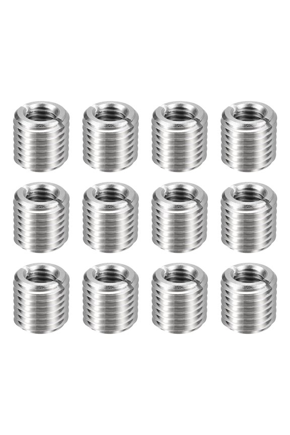 12pcs Thread Repair Inserts M16 x 2 Male to M10 x 1.5 Female Thread 15mm Long Stainless Steel Reducing Nuts Metric Self Tapping Sleeves