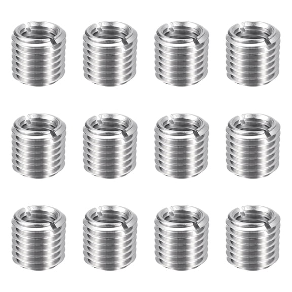 Uxcell 12pcs Thread Repair Inserts M16 x 2 Male to M12 x 1.75 Female Thread 15mm Long Stainless Steel Reducing Nuts Metric Self Tapping Sleeves