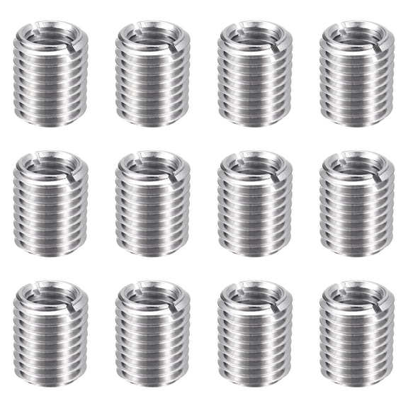Uxcell 12pcs Thread Repair Inserts M16 x 2 Male to M12 x 1.75 Female Thread 20mm Long Stainless Steel Reducing Nuts Metric Self Tapping Sleeves