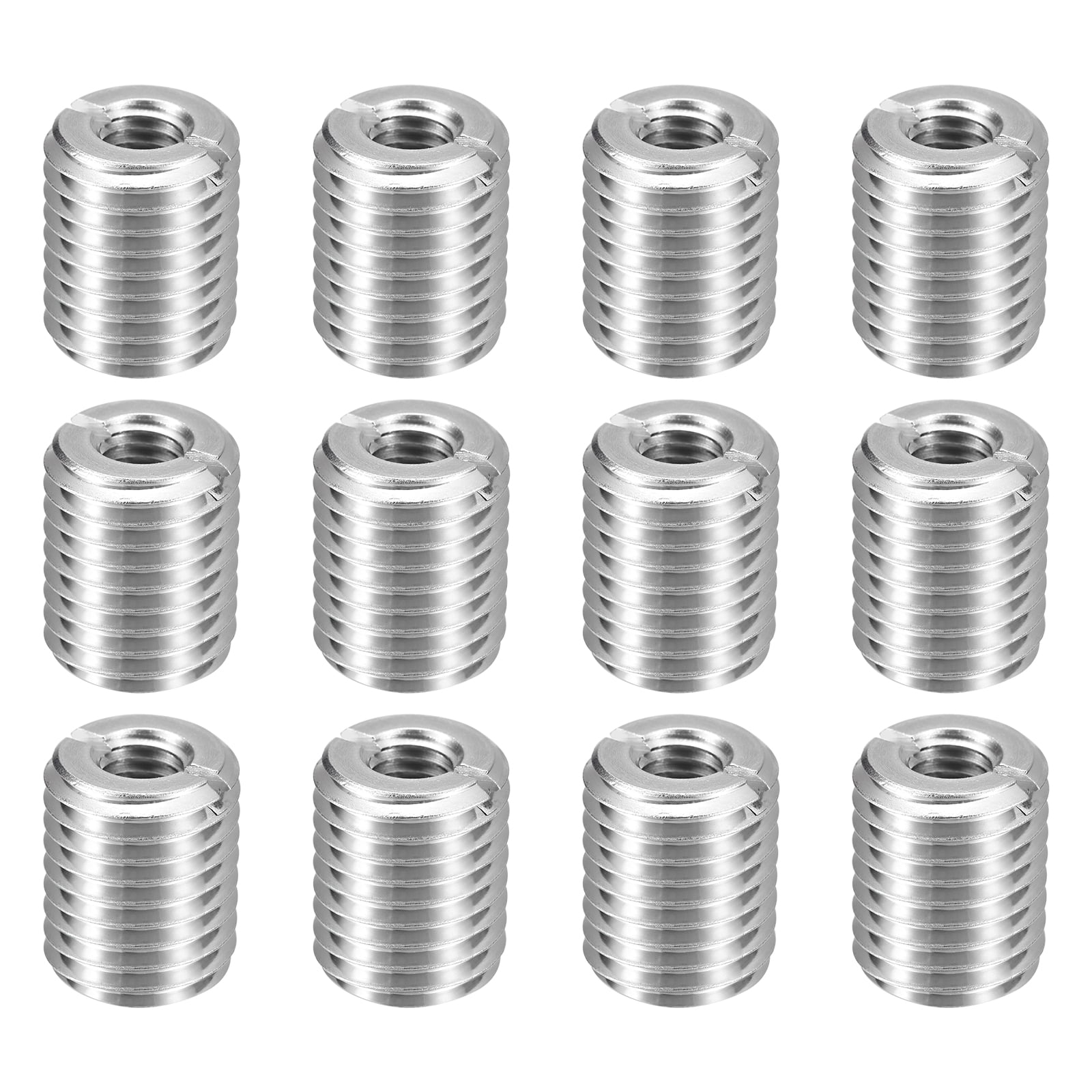 Uxcell 12pcs Thread Repair Inserts M16 x 2 Male to M8 x 1.25 Female Thread 20mm Long Stainless Steel Reducing Nuts Metric Self Tapping Sleeves