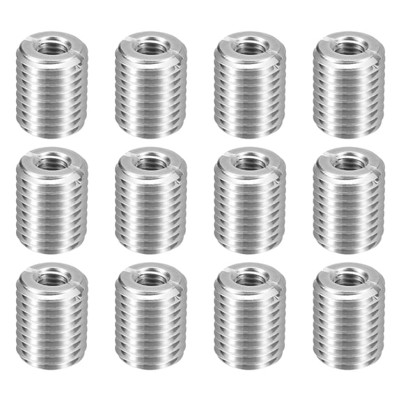 Uxcell 12pcs Thread Repair Inserts M16 x 2 Male to M8 x 1.25 Female Thread 20mm Long Stainless Steel Reducing Nuts Metric Self Tapping Sleeves