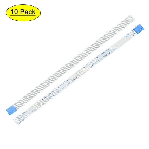 Uxcell 12pins Flexible Flat Cable FPC FFC B Type Ribbon Cable PE White 10Pcs