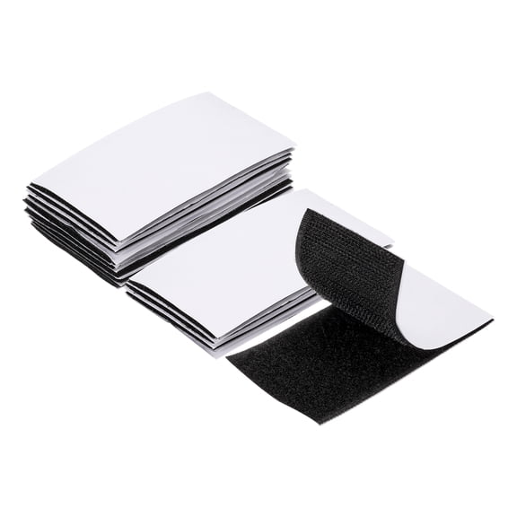 Uxcell 12set Hook and Loop Strips with Adhesive 2"x4" Double Sided Hook and Loop Tape Nylon Self Sticky Fastener, Black