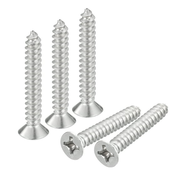 Uxcell #12x1-1/2" Wood Screws, 25 Pack Phillips Self Tapping Screws 304 Stainless Steel