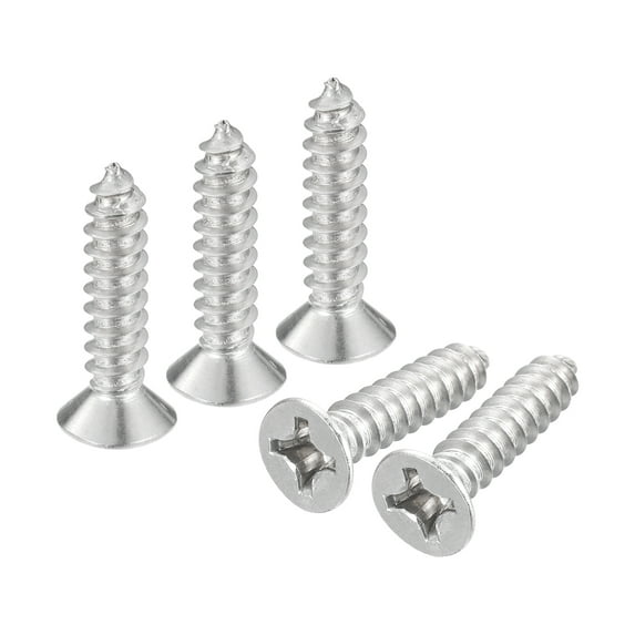 Uxcell #12x1" Wood Screws, 50 Pack Phillips Self Tapping Screws 304 Stainless Steel