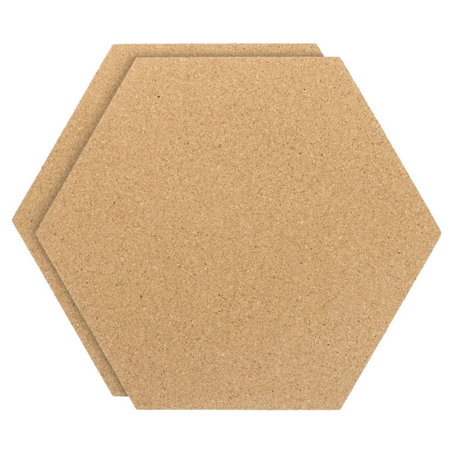 Uxcell 12x10" 1/4" Thick Cork Board Tiles, 2 Pack Self Adhesive Hexagon