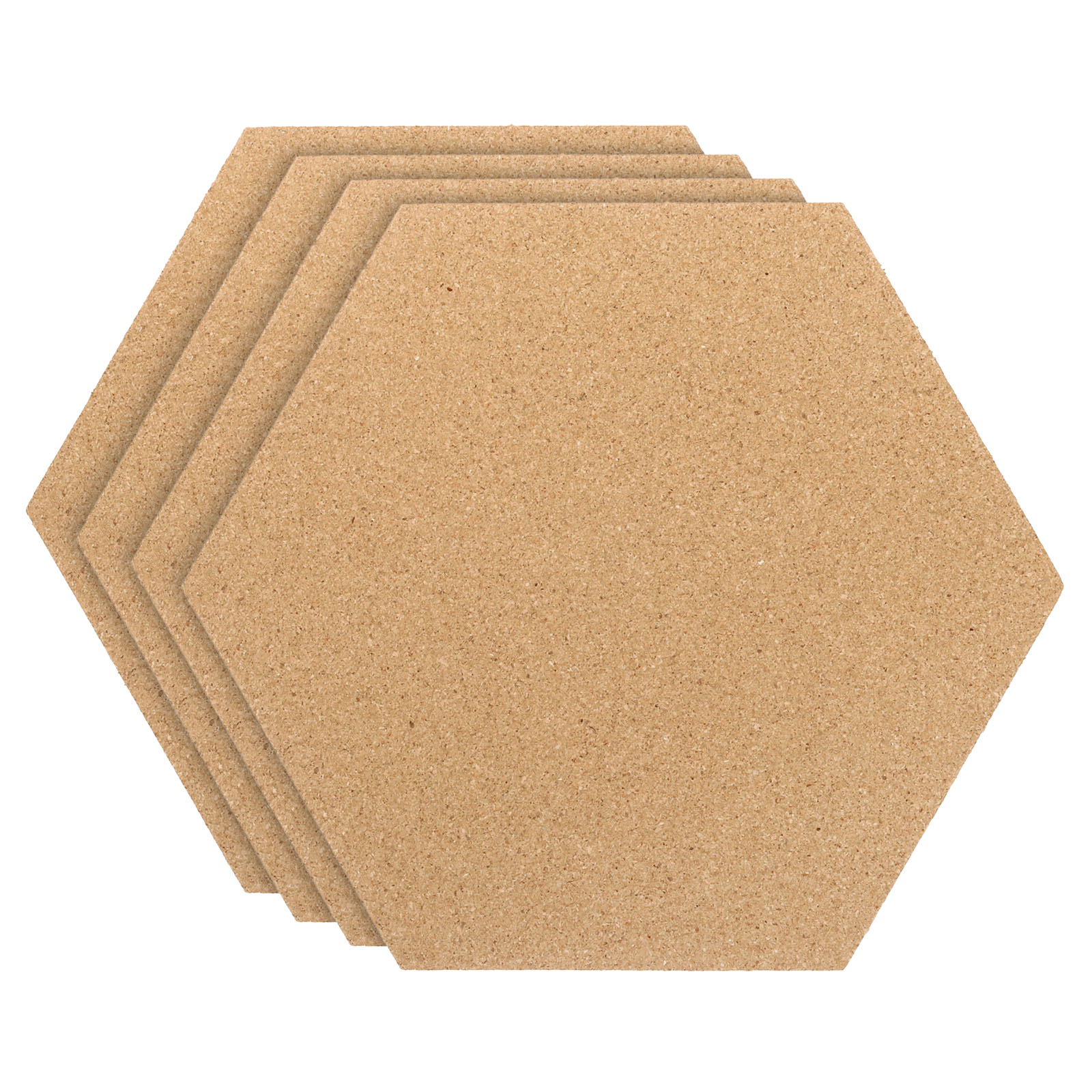 Uxcell 12x10" 1/4" Thick Cork Board Tiles, 4 Pack Self Adhesive Hexagon