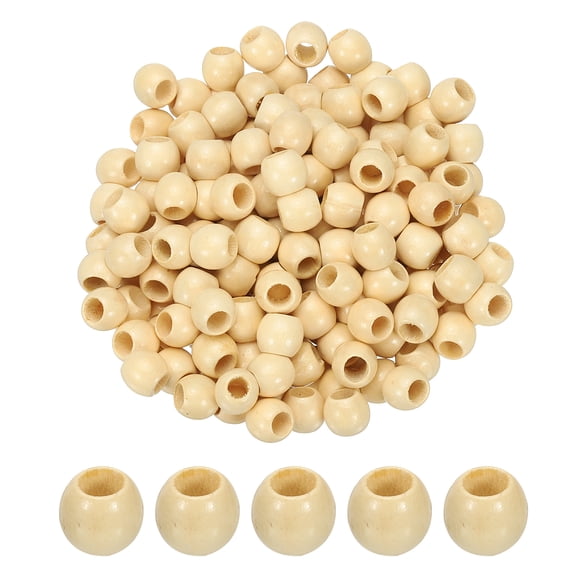 Uxcell 12x11mm Wooden Beads for Craft Making, 200 Pcs Round Beads Loose Spacer Beads for Macrame Jewelry Bracelet DIY Handmade Decor, Beige